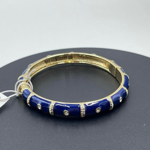 Vera Bradley Blue Navy Crystal Bezeled  Bangle Bracelet New - Picture 1 of 10